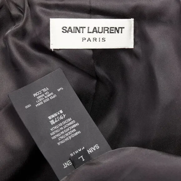 SAINT LAURENT 2020 black sheepskin leather pocketed flight jacket L - Picture 9 of 10